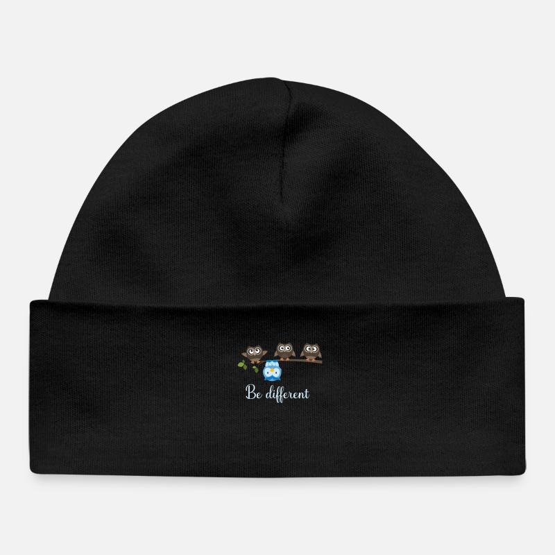 Be Different Owl - Baby Organic Beanie - black