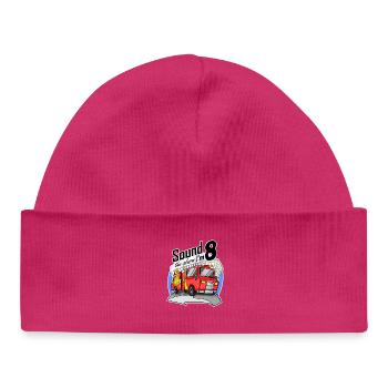 8 years old Young fire truck car - Baby Organic Beanie - hot pink - Front