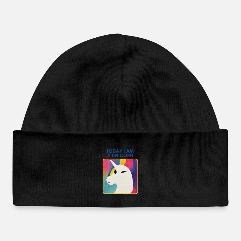 Licorne avec devise – Design unique - Bonnet bébé bio - noir