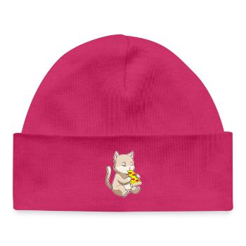Cat Pizza - Baby Organic Beanie - hot pink - Front