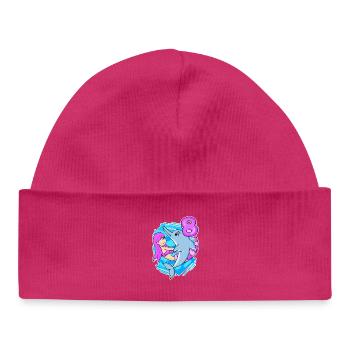 8th Birthday Girl 8 Years Old Mermaid - Baby Organic Beanie - hot pink - Front
