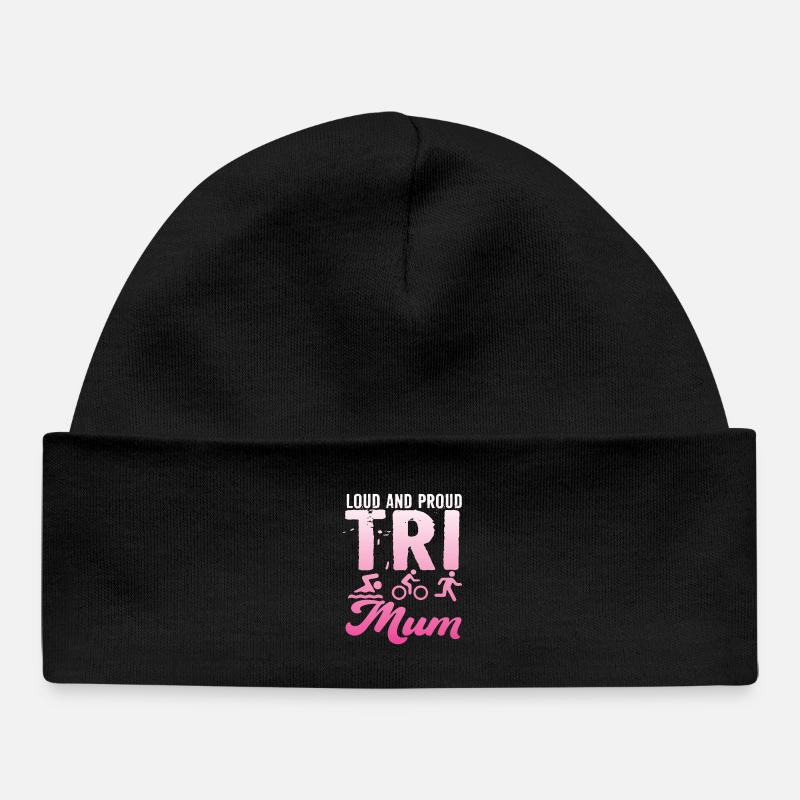 Triathlète Tri Maman bruyante et fière - Bonnet bébé bio - noir