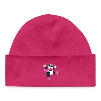 Panda patins à glace - Bonnet bébé bio - hot pink - Devant