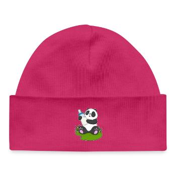 Panda Baby Bottle Milk - Baby Organic Beanie - hot pink - Front