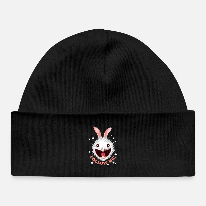 Follow Me! | Suivez Le Lapin Blanc - Bonnet bébé bio - noir