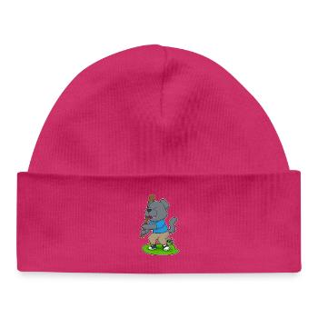 Chien Baseball Batte - Bonnet bébé bio - hot pink - Devant