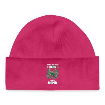 Moped Mopedfahrer Mofa Retro Zweitakt Spruch - Baby Organic Mütze - hot Pink - Vorne