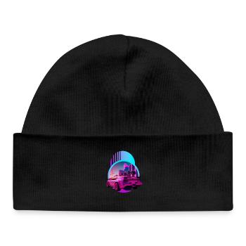 Retro Wave Supercar Vaporwave - Baby Organic Beanie - black - Front