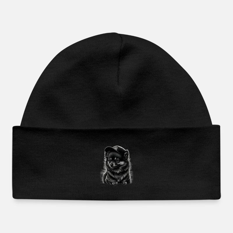 Spitz nain à casquette - Bonnet bébé bio - noir
