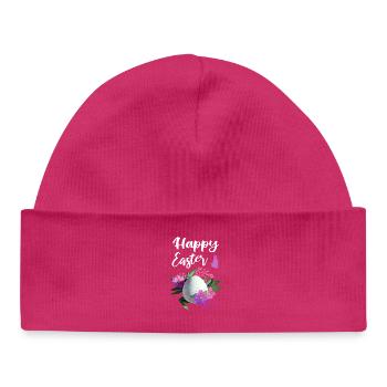 Happy Easter Flowers Easter Egg - Baby Organic Beanie - hot pink - Front