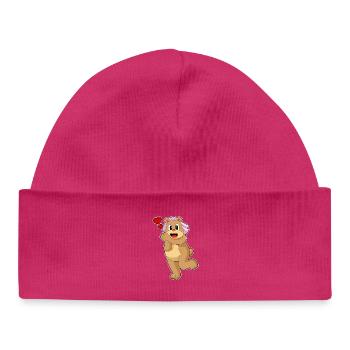 Bear Bride Veil Wedding - Baby Organic Beanie - hot pink - Front