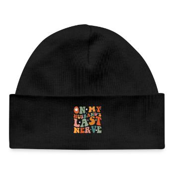 On My Husband s Last Nerve Groovy On Back - Baby Organic Beanie - black - Front