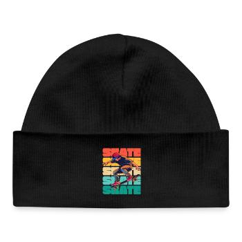Skateboarding Cool Skater Boy Bunt - Baby Organic Mütze - Schwarz - Vorne