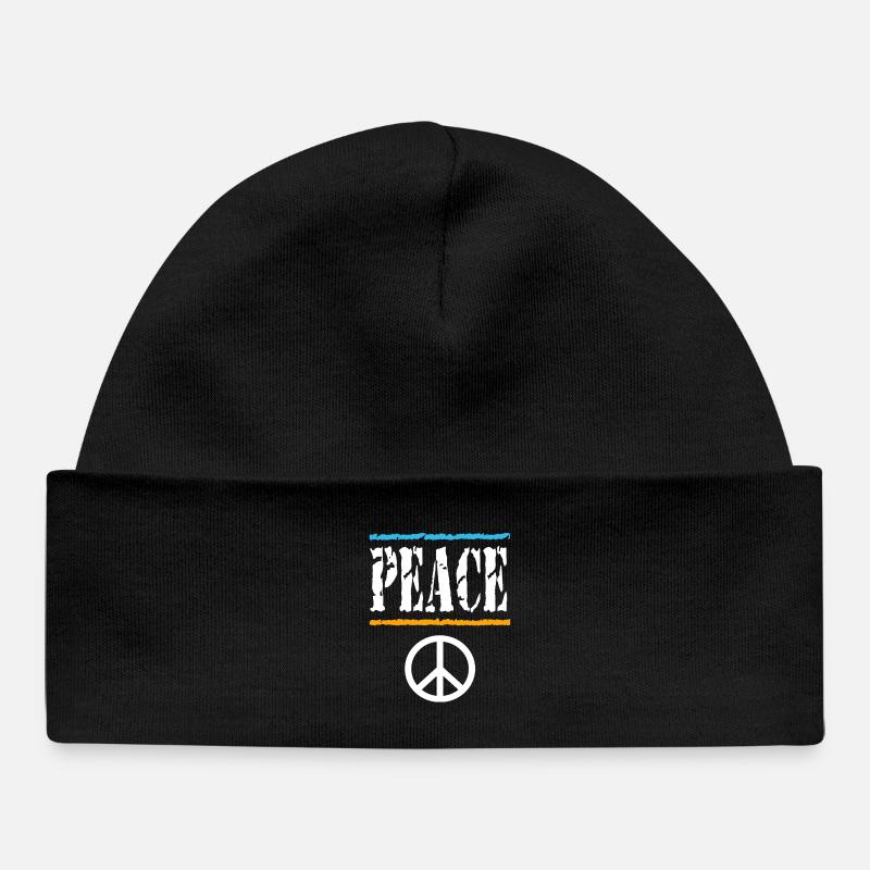 Retro Peace Vibes Tee - Baby Organic Beanie - black