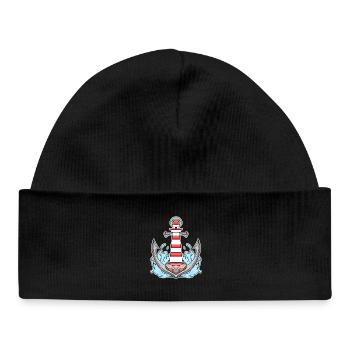 Anchor Lighthouse Mix Motif - Baby Organic Beanie - black - Front