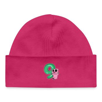 9 Birthday 9 years old with animal motif - nine - Baby Organic Beanie - hot pink - Front