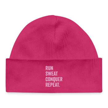 Courir. Sueur. Conquérir. Répéter. - Bonnet bébé bio - hot pink - Devant
