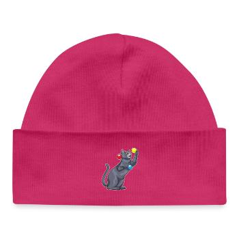 Katze Jongleur Jonglieren - Baby Organic Mütze - hot Pink - Vorne