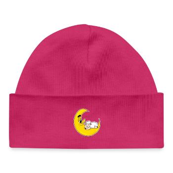 sleeping sheep on the moon - Baby Organic Beanie - hot pink - Front