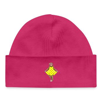 Monkey Polka Dots Dress - Baby Organic Beanie - hot pink - Front