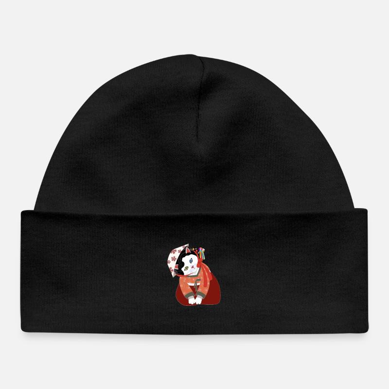 Chat portant un costume traditionnel coréen, hanbok - Bonnet bébé bio - noir