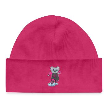 Souris patins à glace - Bonnet bébé bio - hot pink - Devant