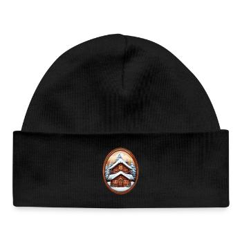 Wooden hut, Christmas house - Baby Organic Beanie - black - Front
