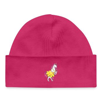 Unicorn Polka Dots Dress - Baby Organic Beanie - hot pink - Front