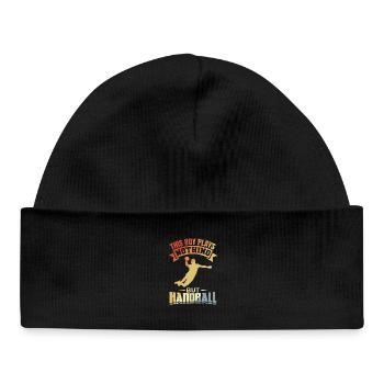 Boy plays nothing but handball - Baby Organic Beanie - black - Front