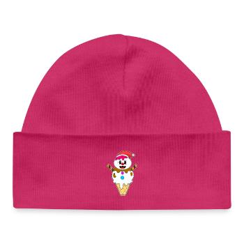 Glace gaufre de Noël Snowman - Bonnet bébé bio - hot pink - Devant
