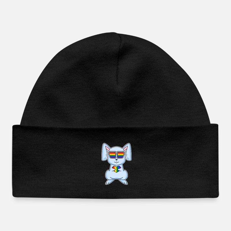 Lapin Noël arc-en-ciel couleur Broh - Bonnet bébé bio - noir