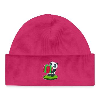 Forfait Noël Panda - Bonnet bébé bio - hot pink - Devant