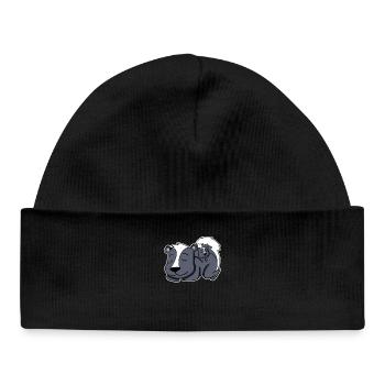 Skunk Family - Skunk with Baby - Baby Organic Beanie - black - Front