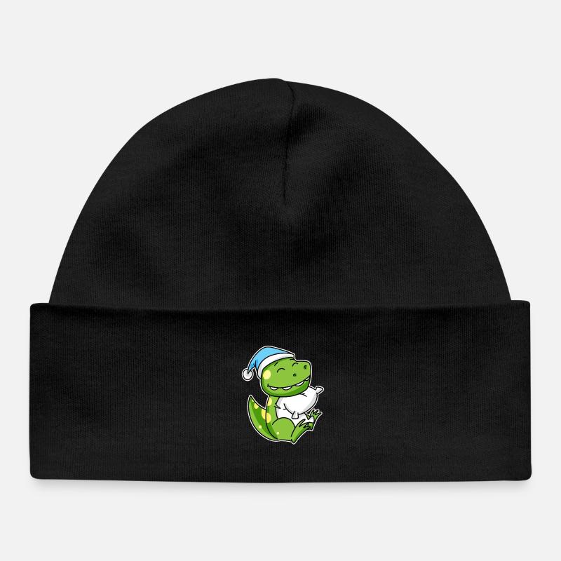 Dinosaure avec oreiller et bonnet somnolent - Dino - Bonnet bébé bio - noir