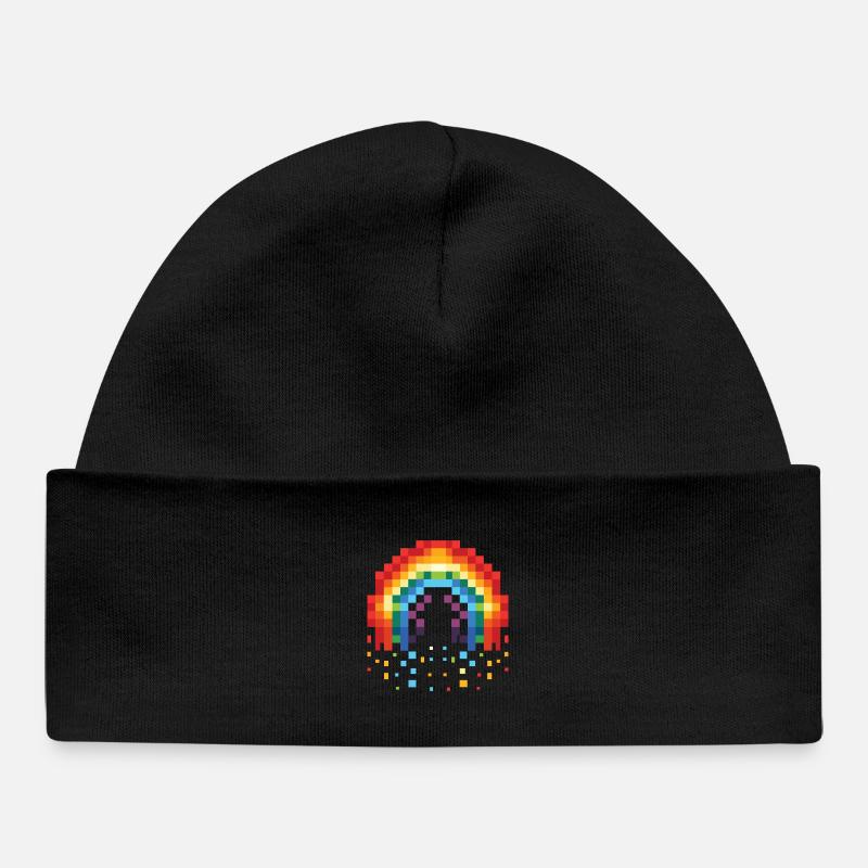 Pixel Art Rainbow 8-Bit Rétro - Bonnet bébé bio - noir