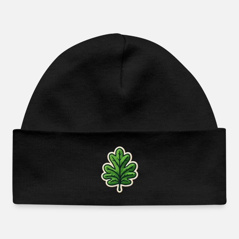 Grünes Blatt Patch - Baby Organic Mütze - Schwarz