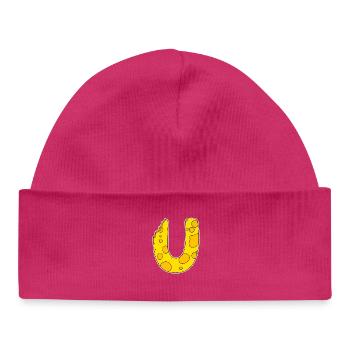 Buchstabe U - Anfangsbuchstabe U - Käse Motiv - Baby Organic Mütze - hot Pink - Vorne