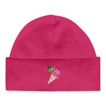 Crème glacée gaufrée papillon - Bonnet bébé bio - hot pink - Devant