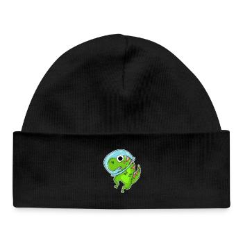 Dino Motif Dinosaur Space Astronauat - Baby Organic Beanie - black - Front
