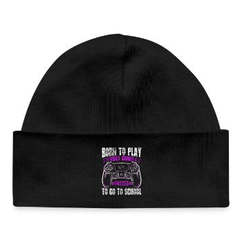 Born to gamble, forced to go to school, gaming - Baby Organic Beanie - black - Front