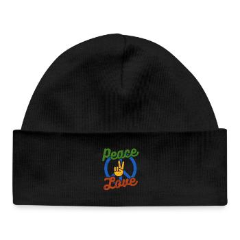 Peace Love - Baby Organic Beanie - black - Front