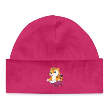 Tiger Book - Baby Organic Beanie - hot pink - Front