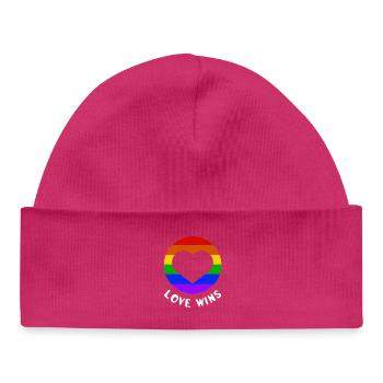 Love wins - Baby Organic Beanie - hot pink - Front