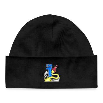 1 Year Birthday Boy Gift - Baby Organic Beanie - black - Front