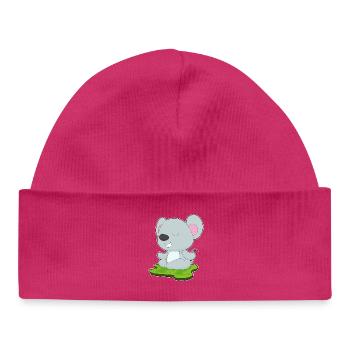 Mouse Yoga Fitness Meditation - Baby Organic Beanie - hot pink - Front