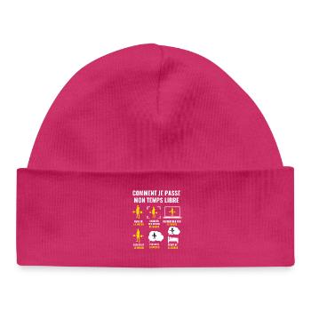 HOW I SPEND MY FREE TIME - strength training - Baby Organic Beanie - hot pink - Front