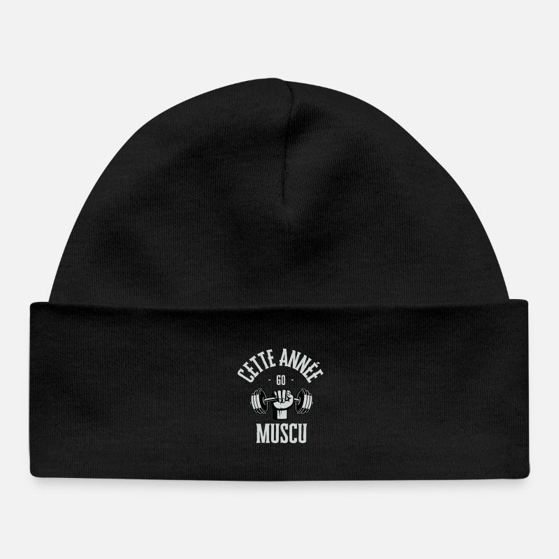 Cette année go muscu - Bonnet bébé bio - noir