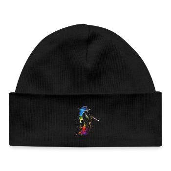 Flute player Retrowave - Baby Organic Beanie - black - Front