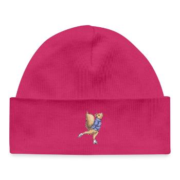 Patins à glace écureuil - Bonnet bébé bio - hot pink - Devant
