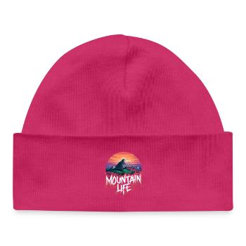 Lune de montagne à couper le souffle avec coucher de soleil - Bonnet bébé bio - hot pink - Devant